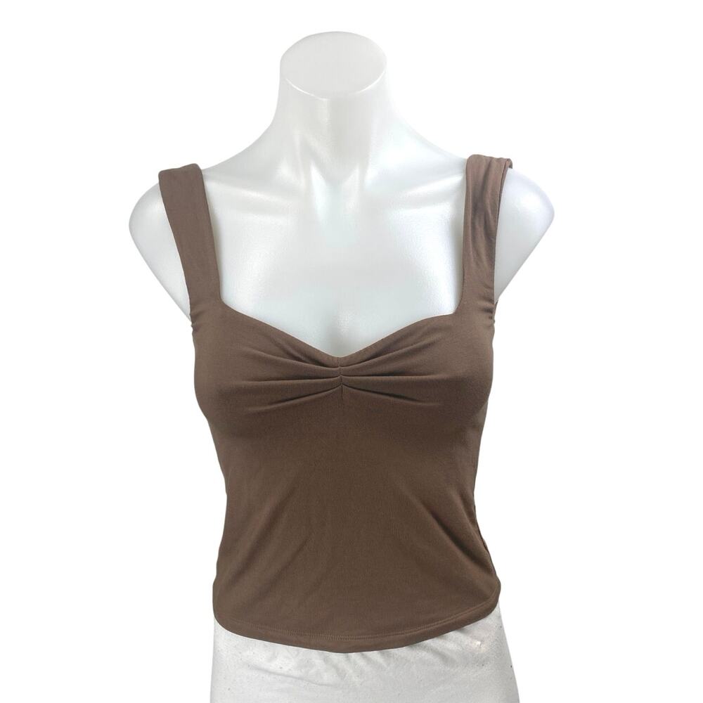 White Fox Women Brown Sleeveless Sweetheart Cinch Cami Camisole Tank Top Size S